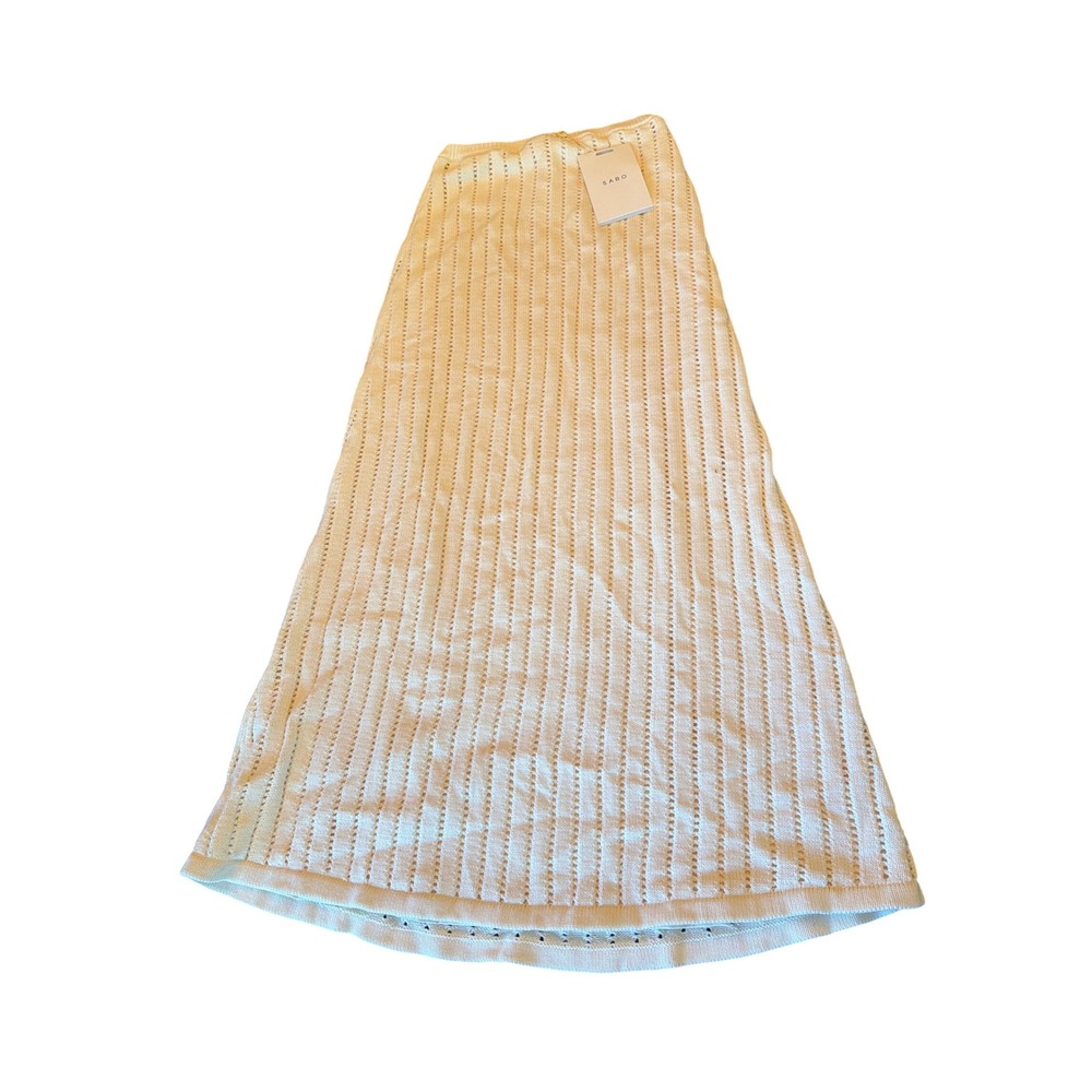 Sabo Skirt Cream Zephyr Skirt Pointelle Knit Maxi High Waisted XS NEW